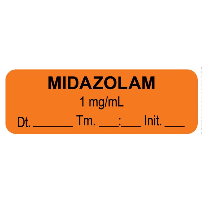 Anesthesia Label, Midazolam 1 mg/mL Date Time Initial, 1-1/2
