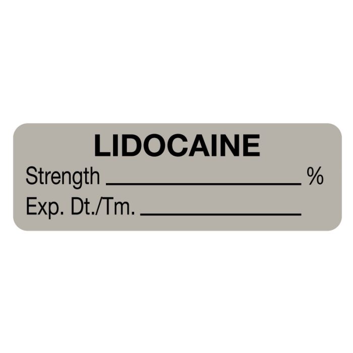 Anesthesia Label, Lidocaine %, 1-1/2