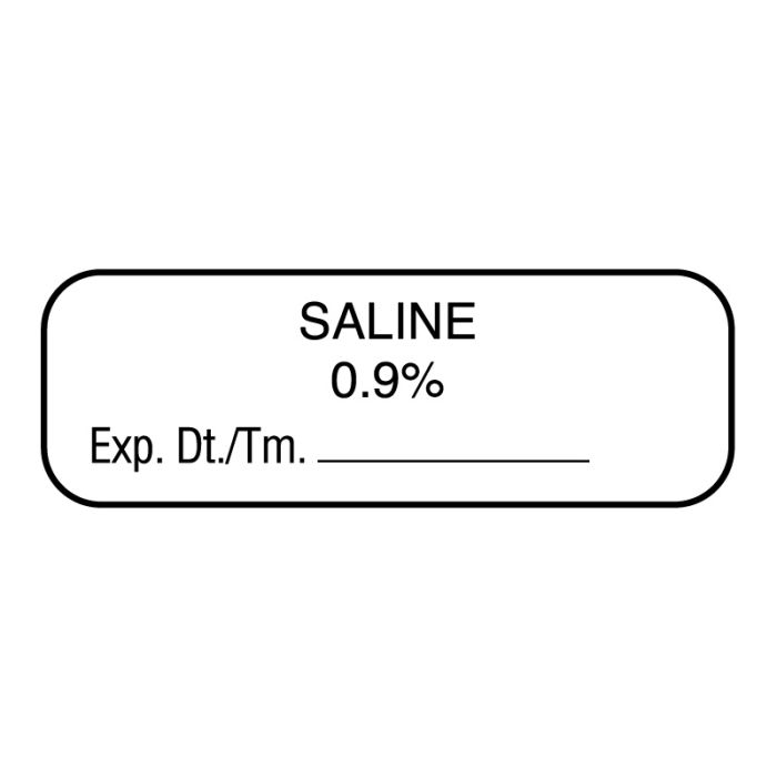 Anesthesia Label, Saline 0.9%, 1-1/2