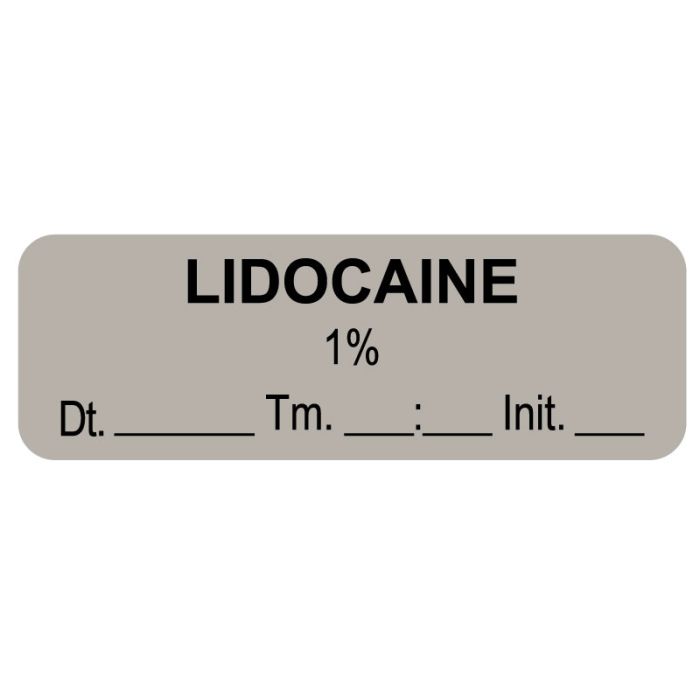 Anesthesia Label, Lidocaine 1%, Date Time Initial, 1-1/2