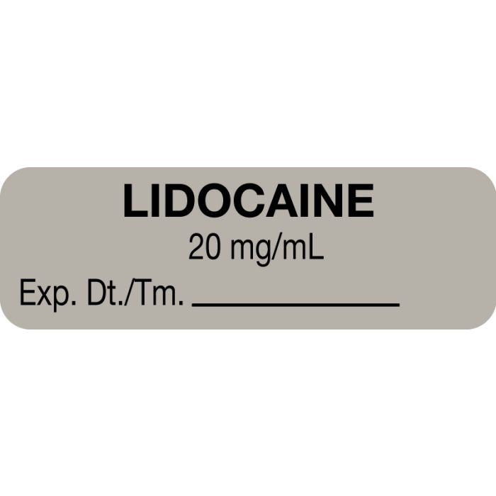 Anesthesia Label, Lidocaine 20 mg/mL, 1-1/2