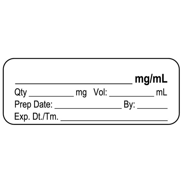 Anesthesia Label, Blank mg/mL, 2