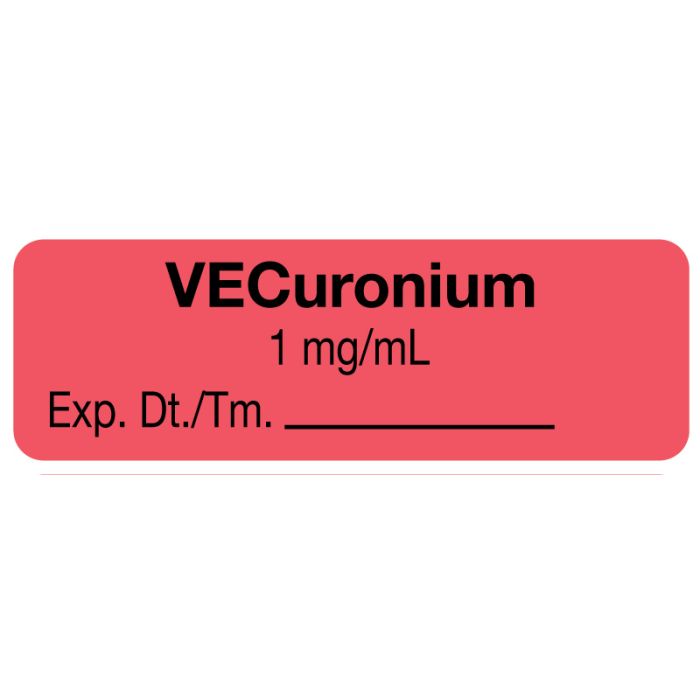 Anesthesia Label, Vecuronium 1mg/mL, 1-1/2
