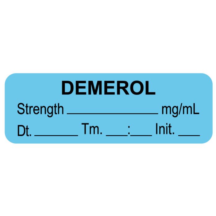 Anesthesia Label, Demerol mg/mL, Date Time Initial, 1-1/2