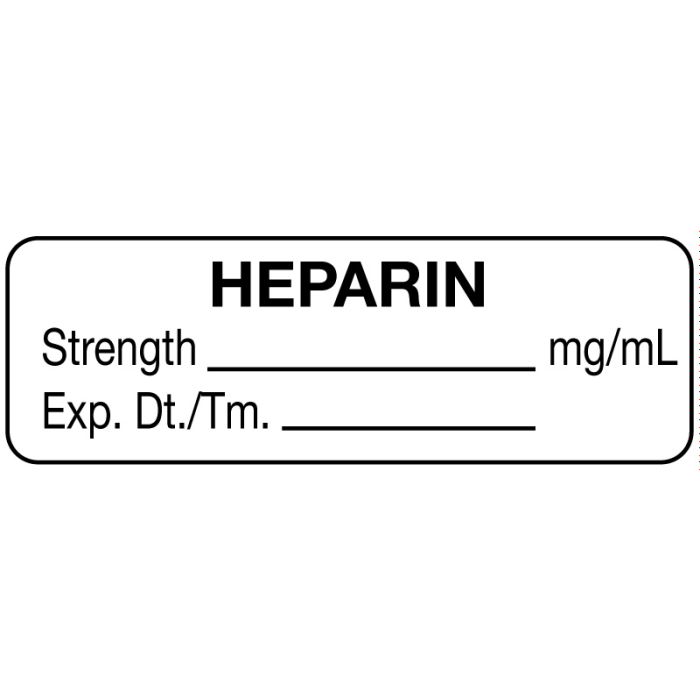 Anesthesia Label, Heparin mg/mL, 1-1/2
