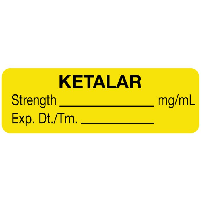 Anesthesia Label, Ketalar mg/mL, 1-1/2