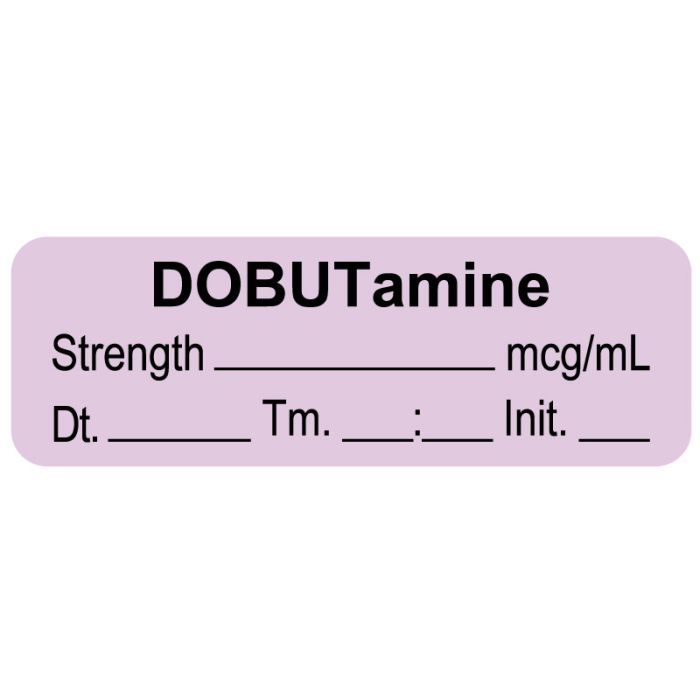 Anesthesia Label, Dobutamine mcg/mL Date Time Initial, 1-1/2