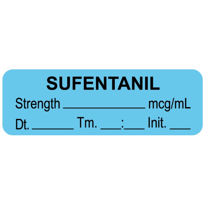 Anesthesia Label, Sufentanil mcg/mL Date Time Initial, 1-1/2