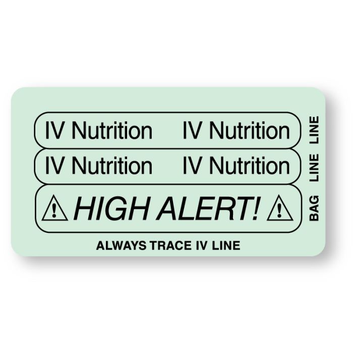 IV NUTRITION, Piggyback Line Identification Label, 3-1/4