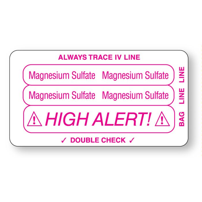 MAGNESIUM SULFATE, Piggyback Line Identification Label, 3-1/4