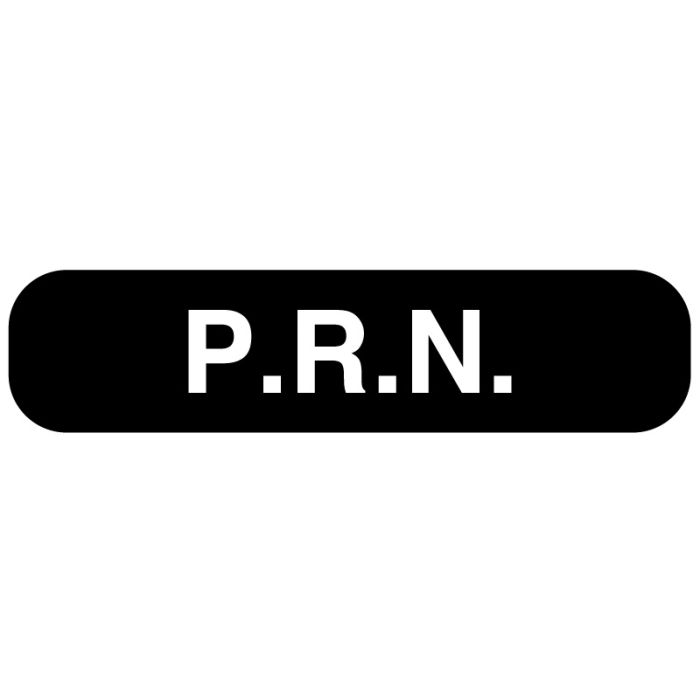 P.R.N., Medication Instruction Label, 1-5/8