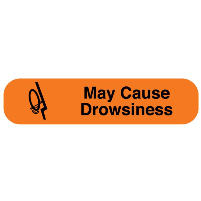 MAY CAUSE DROWSINESS, Medication Instruction Label, 1-5/8