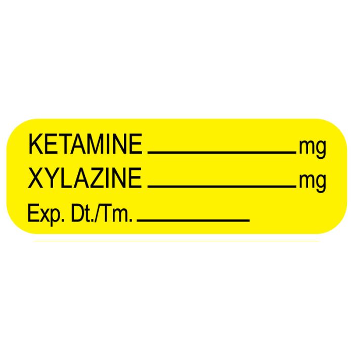 Anesthesia Labels, Ketamine/Xylazine, 1-1/2