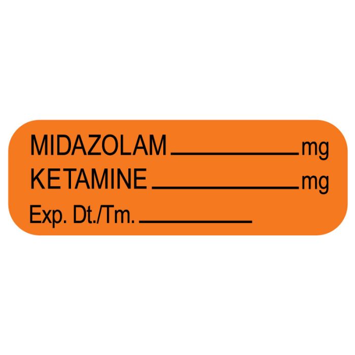Anesthesia Labels, Midazolam Ketamine, 1-1/2